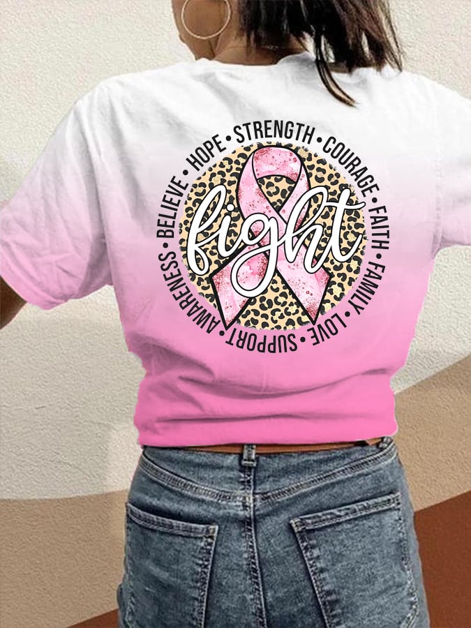 Women's Pink Ribbon Fight Breast Cancer Gradient Tee