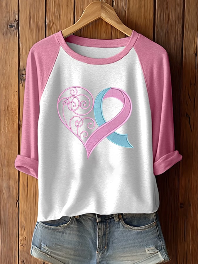Women's Breast Cancer Awareness Printed Long Sleeve T-Shirt