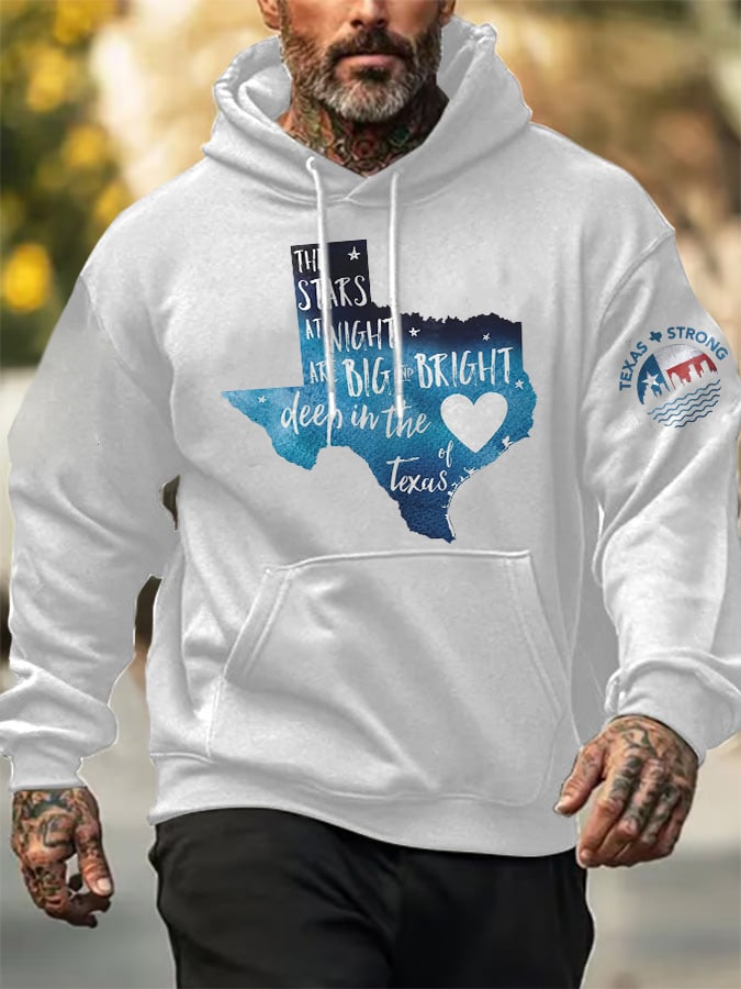 ๐๐Join us in praying for Texas.๐Men's Retro Texas Strong The Stars At Night Are Big And Bright Deep In The Heart Of Texas Print Hoodie