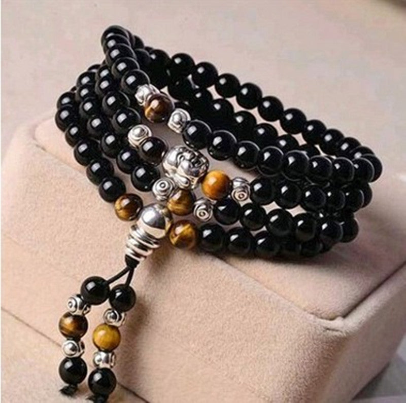 Women's Bracelet Mala beads obsidian prayer 108 for healing meditation