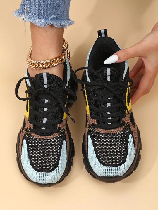 Black and Yellow Chunky Sole Running Shoes