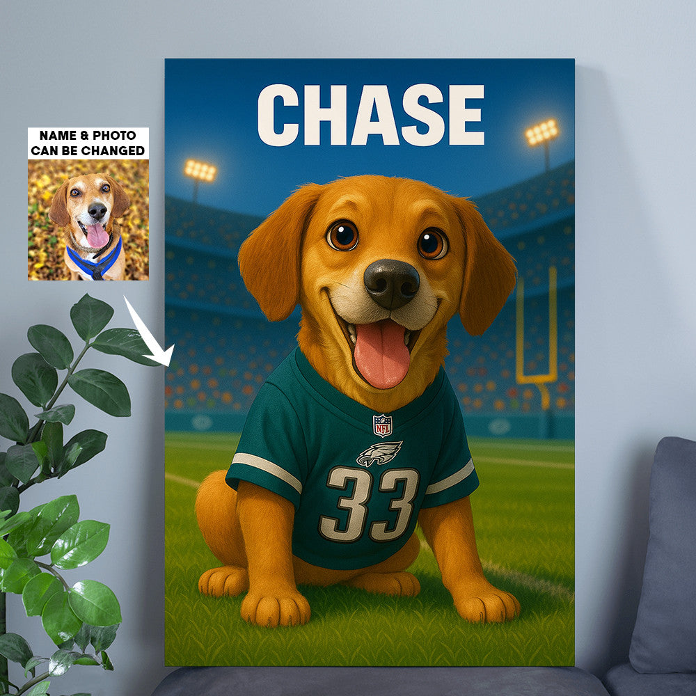 NFL All Team Cute Pet Poster Upload Any Photo Custom Name Choose Team You Love Gift For Fan