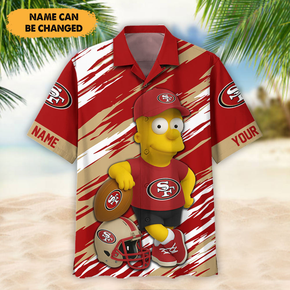 NFL And Cartoon Character Simps Hawaiian Shirt Custom Name Best Gift For Fan 01