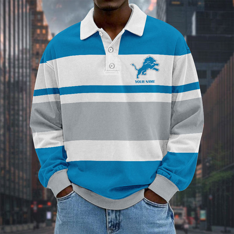 NFL Special Style Men Long Sleeves Polo Shirt Custom Name Gift For Fan 12