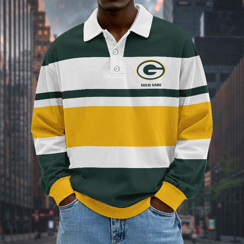 NFL Special Style Men Long Sleeves Polo Shirt Custom Name Gift For Fan 13
