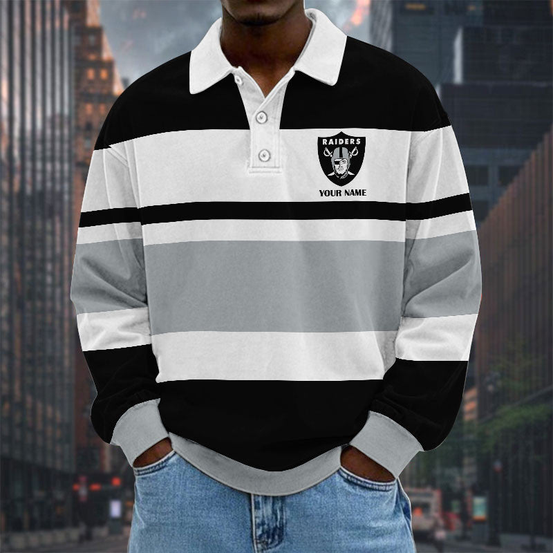 NFL Special Style Men Long Sleeves Polo Shirt Custom Name Gift For Fan 18