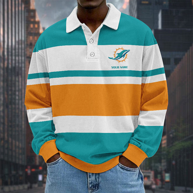 NFL Special Style Men Long Sleeves Polo Shirt Custom Name Gift For Fan 21