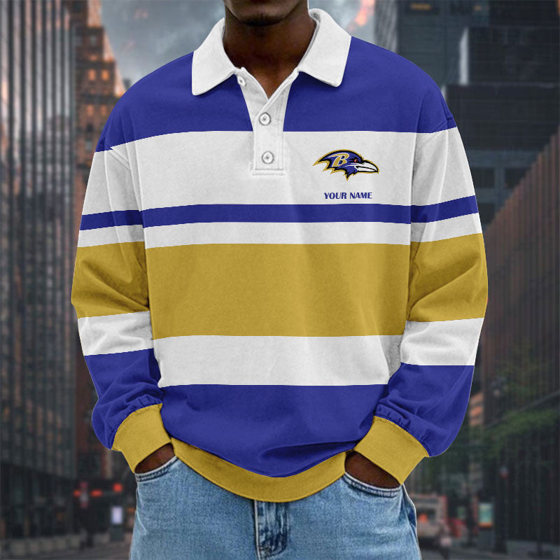 NFL Special Style Men Long Sleeves Polo Shirt Custom Name Gift For Fan 03