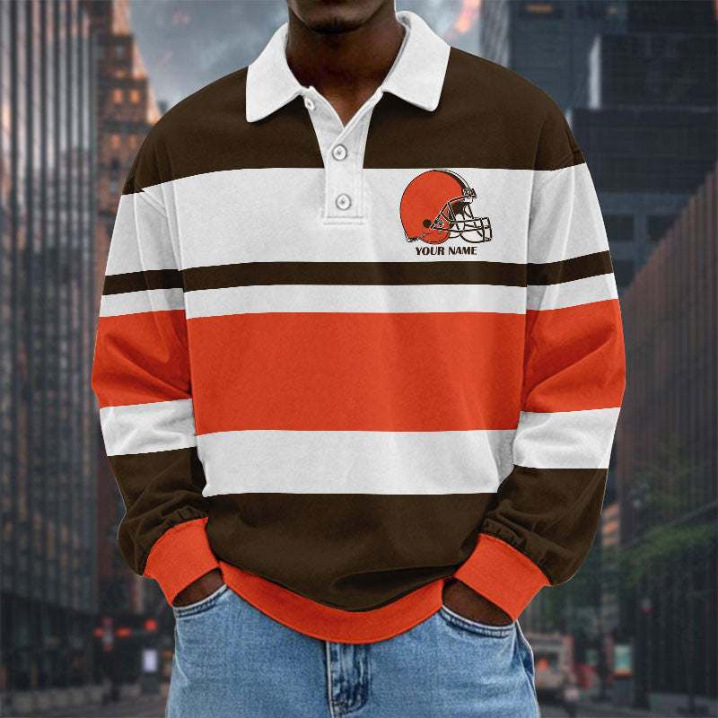 NFL Special Style Men Long Sleeves Polo Shirt Custom Name Gift For Fan 09