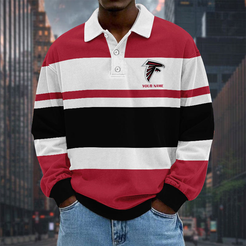 NFL Special Style Men Long Sleeves Polo Shirt Custom Name Gift For Fan 02