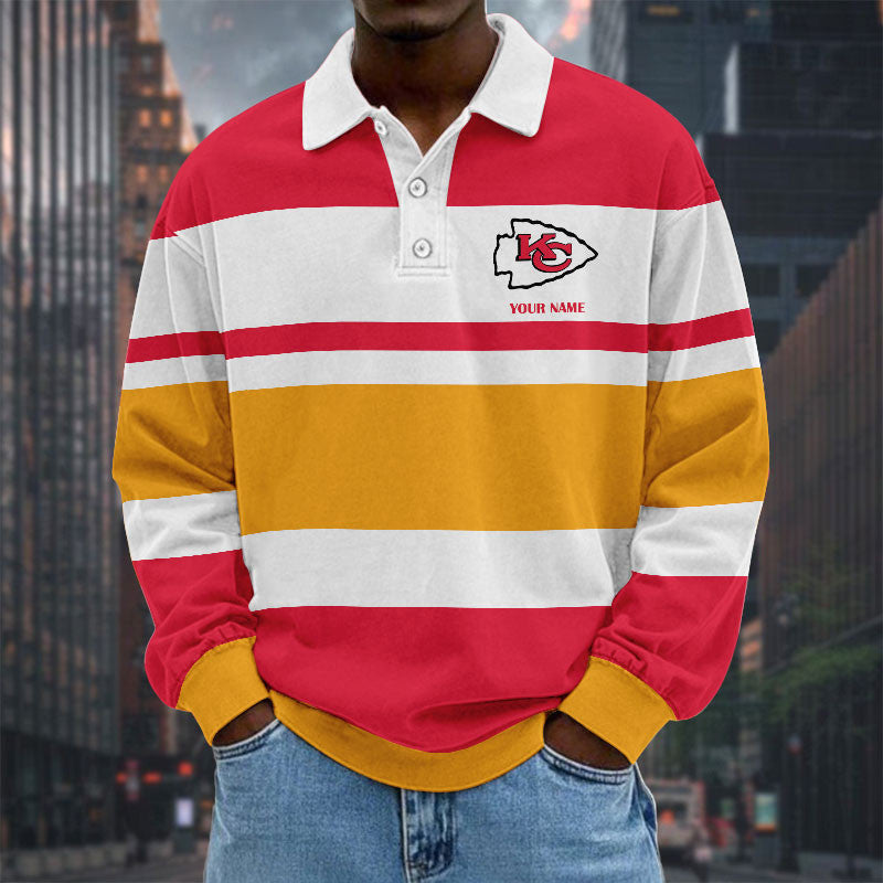 NFL Special Style Men Long Sleeves Polo Shirt Custom Name Gift For Fan 17
