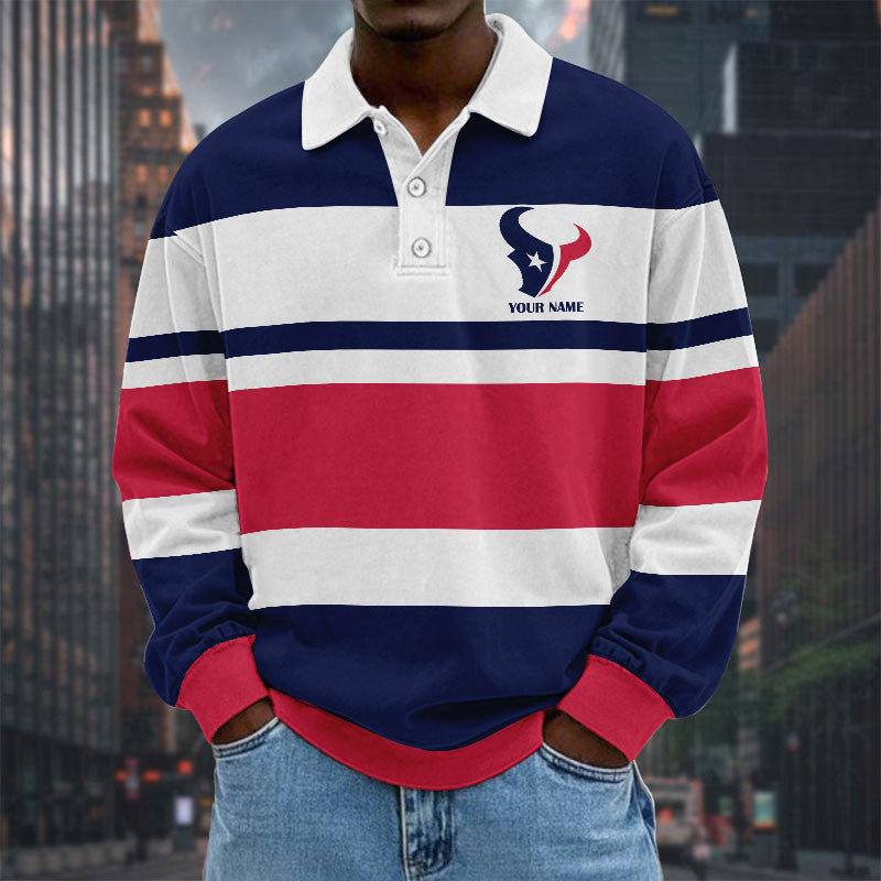 NFL Special Style Men Long Sleeves Polo Shirt Custom Name Gift For Fan 14