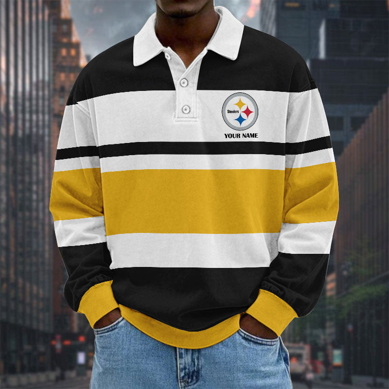 NFL Special Style Men Long Sleeves Polo Shirt Custom Name Gift For Fan 23
