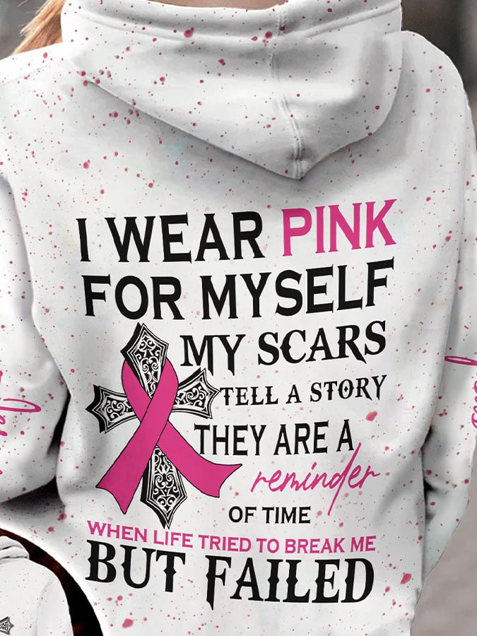 Faith Jesus Breast Cancer Awareness I Wear Pink For Myself Print Hoodie