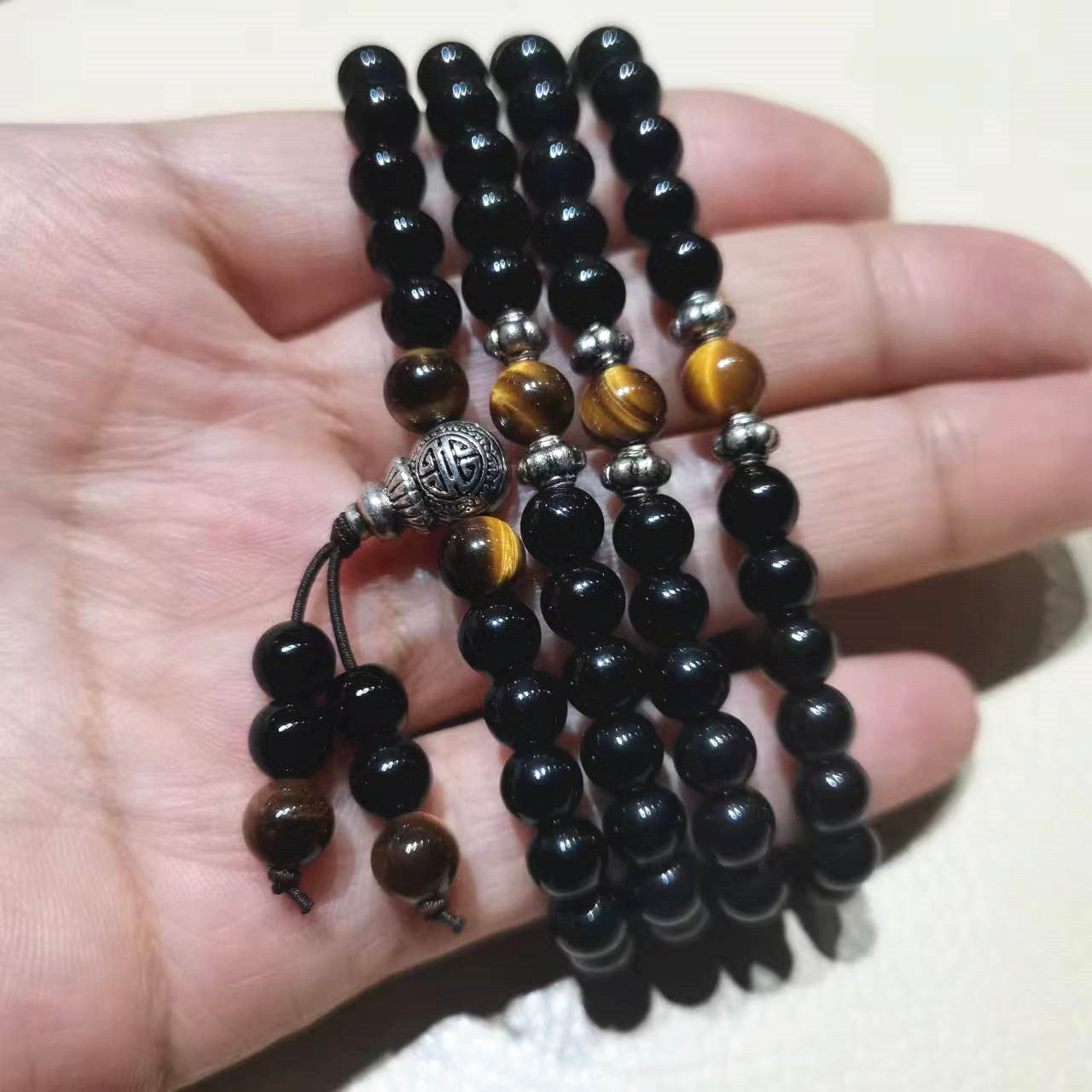 Women's Bracelet Mala beads obsidian prayer 108 for healing meditation