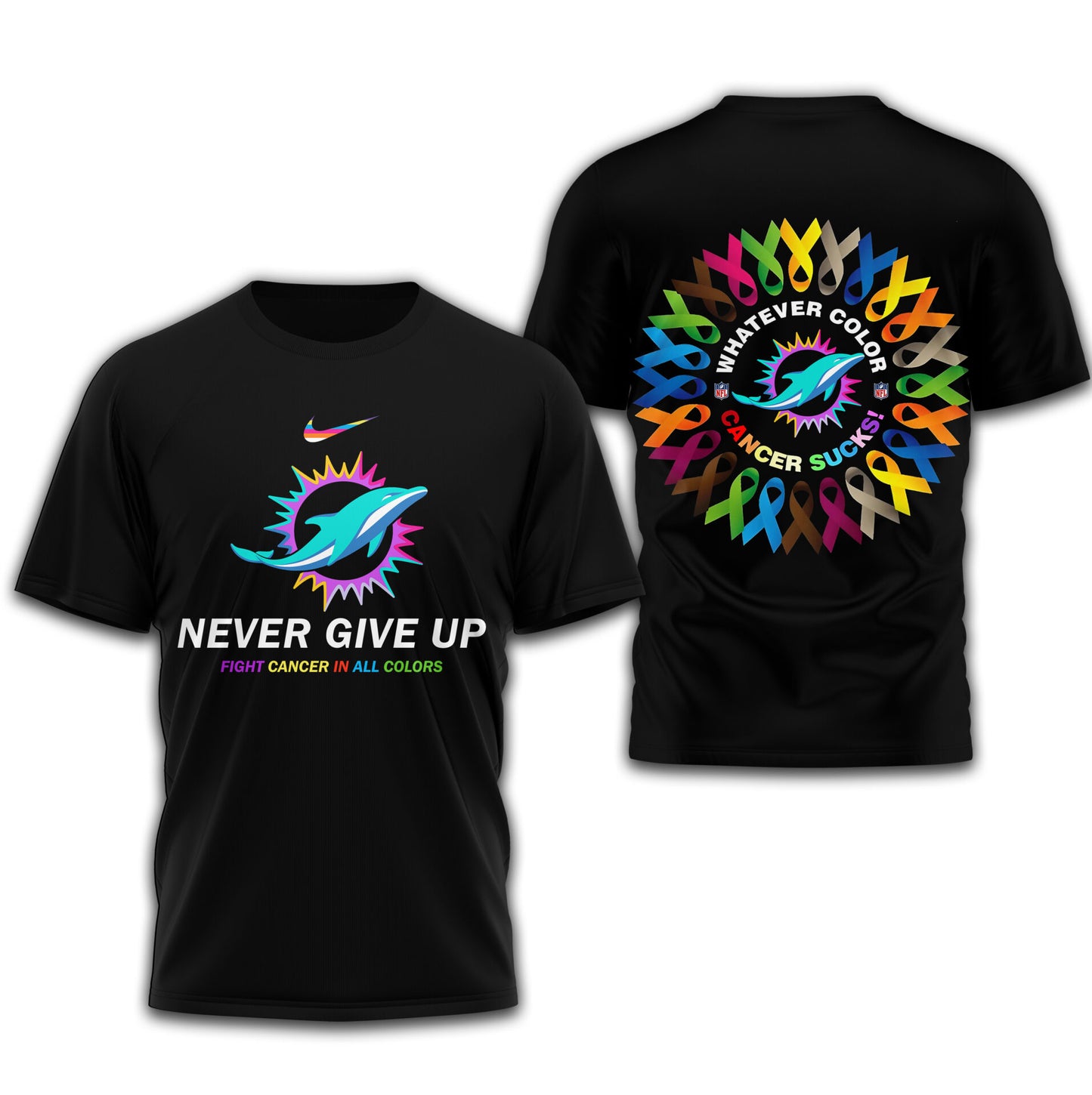 Miami Dolphins | Premium Fight Cancer In All Colors 3D Shirt TD