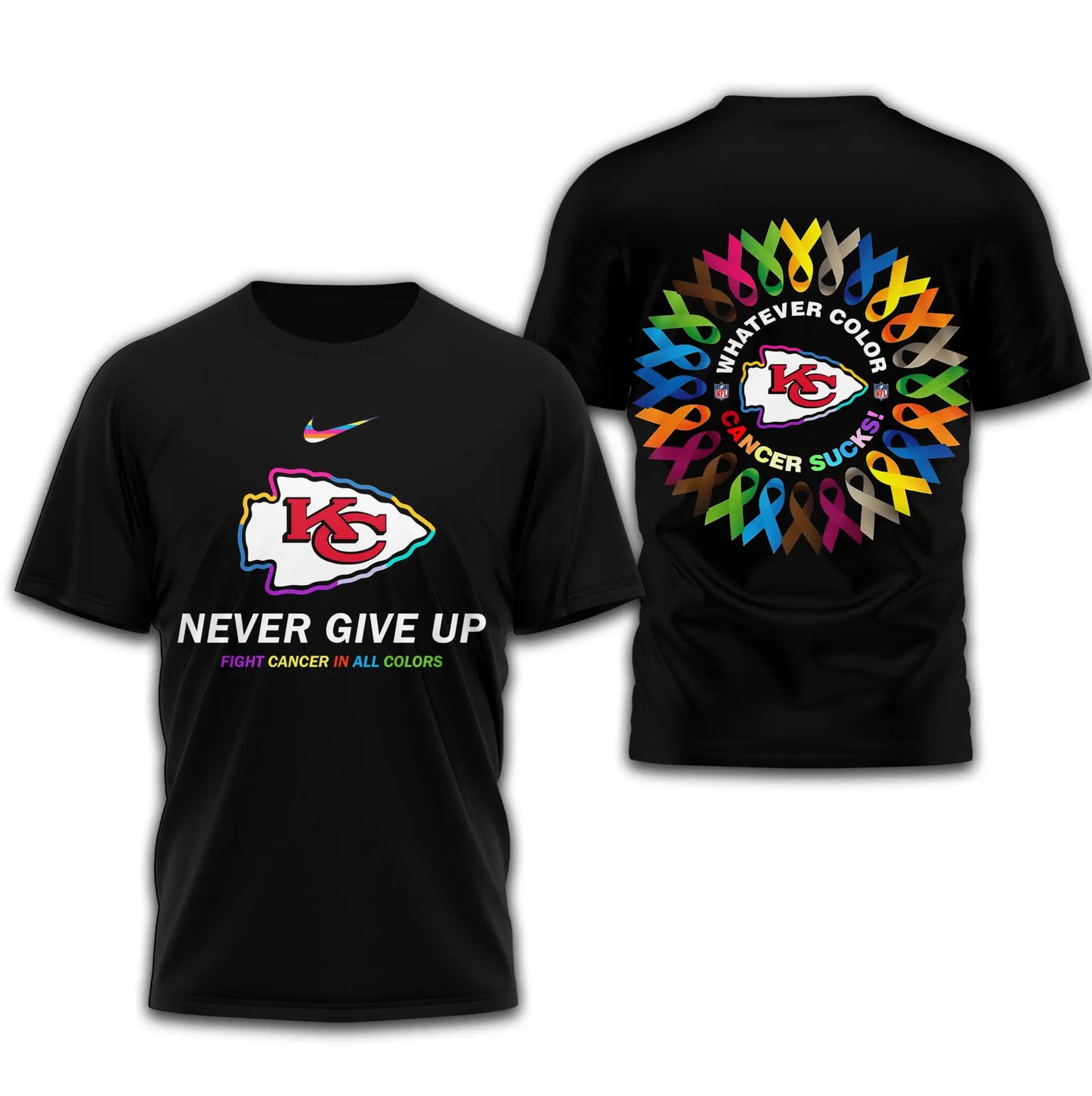 Kansas City Chiefs | Premium Fight Cancer In All Colors 3D Shirt TD