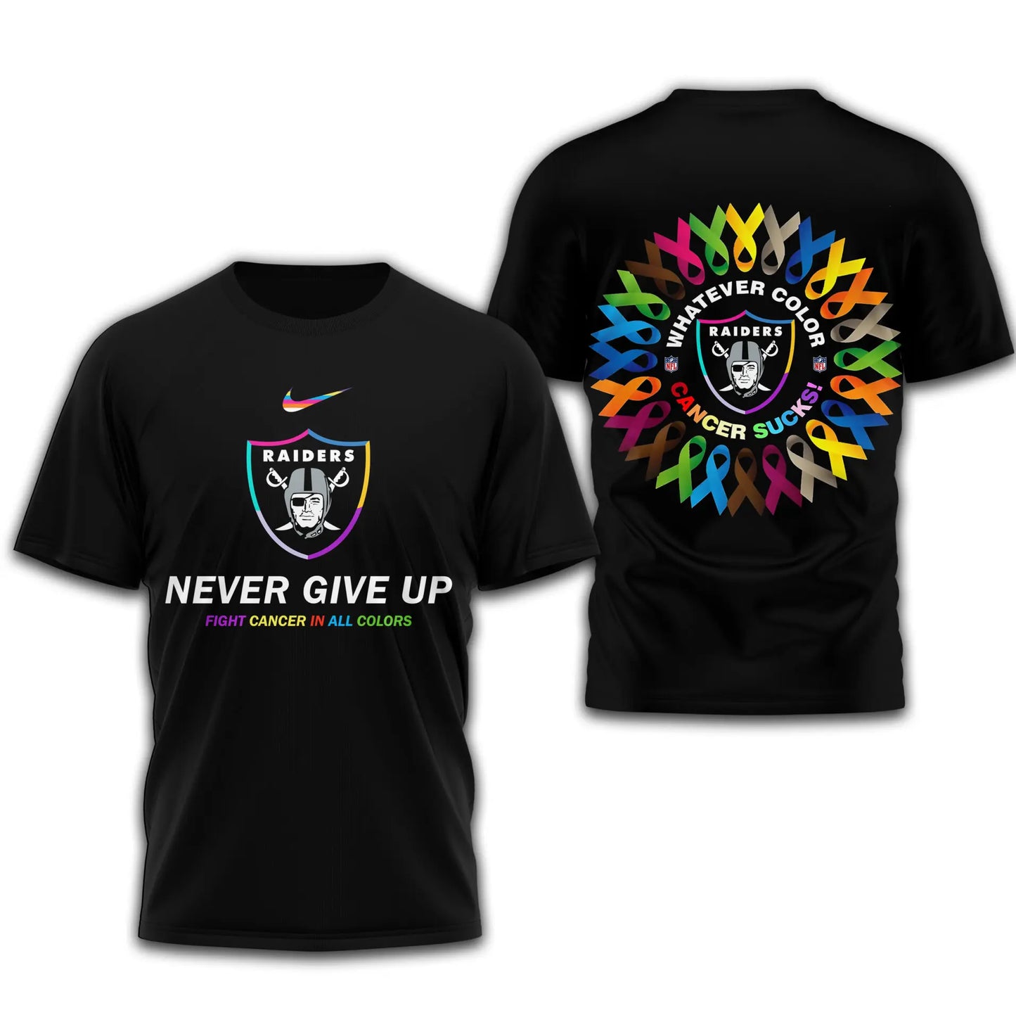 Las Vegas Raiders | Premium Fight Cancer In All Colors 3D Shirt TD