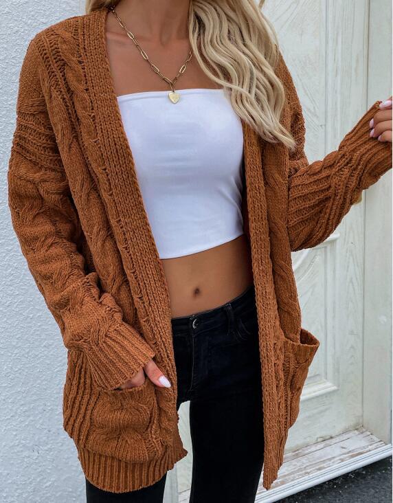 Women's Cardigan Boho knitted open elegant, long sleeves sweaters jacket