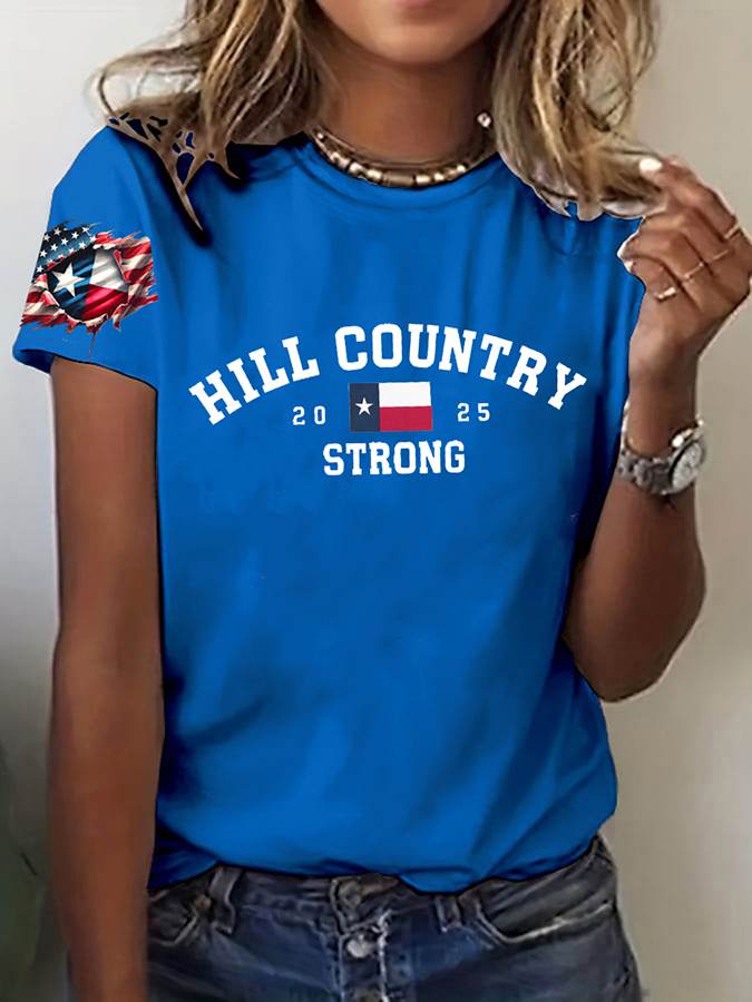 ๐๐Join us in praying for Texas.๐Women's Texas Hill Country Strong Printed Short Sleeve T-Shirt