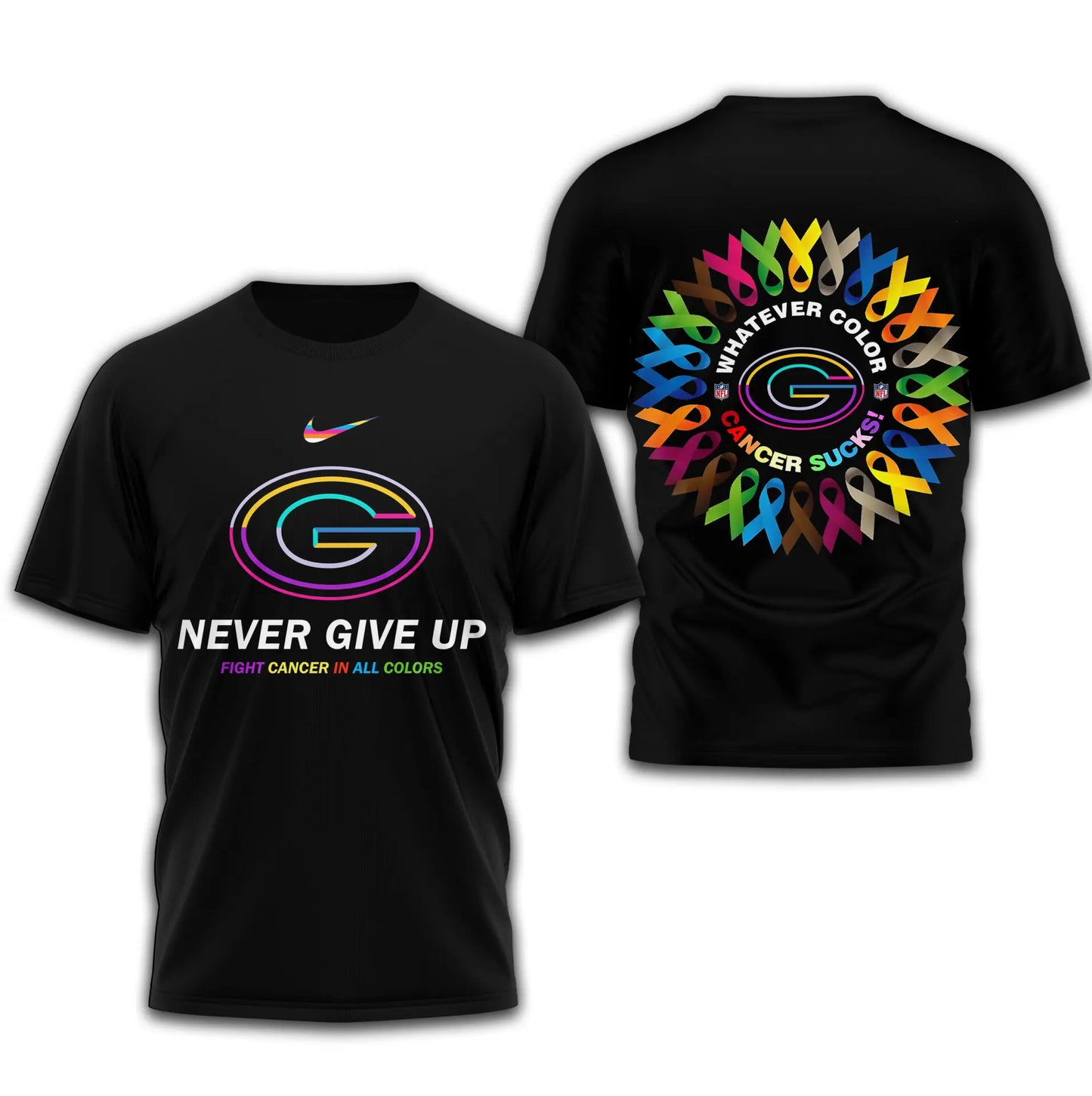 Green Bay Packers | Premium Fight Cancer In All Colors 3D Shirt TD