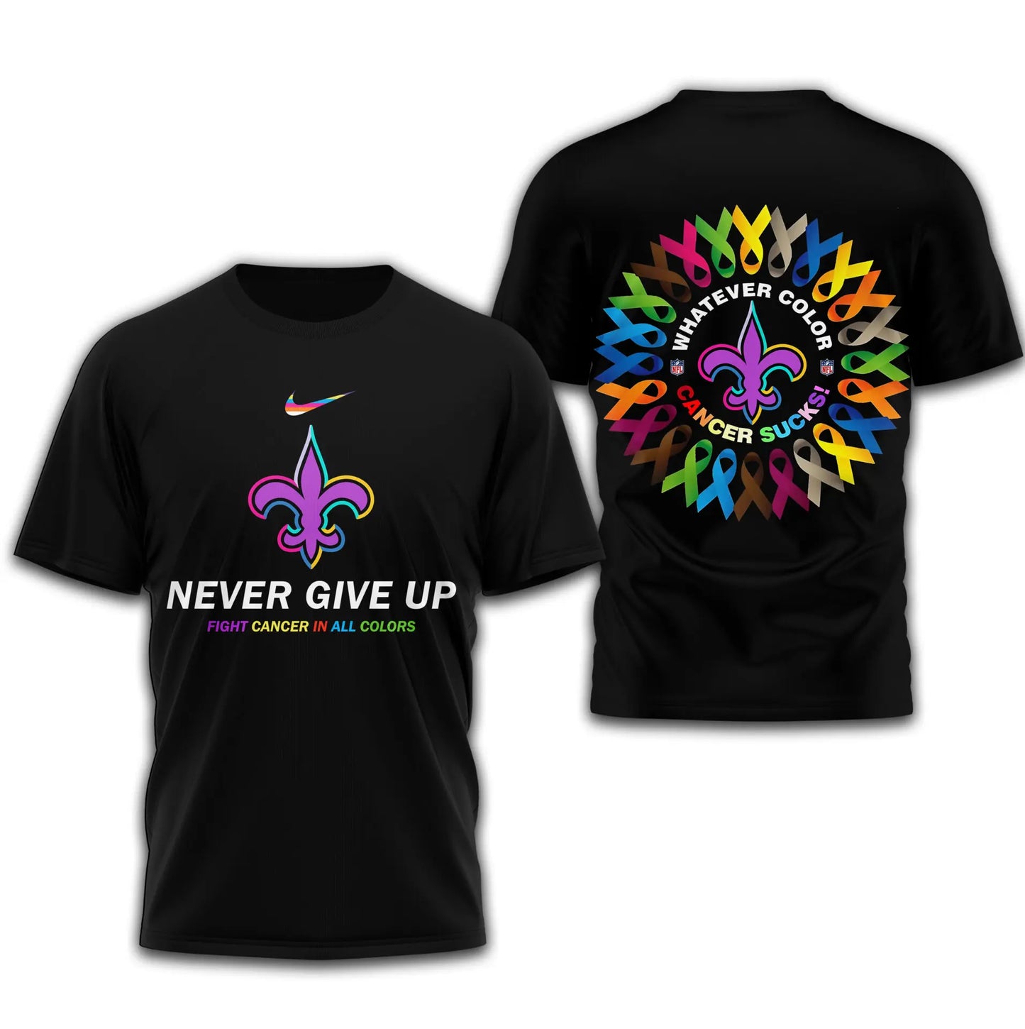 New Orleans Saints | Premium Fight Cancer In All Colors 3D Shirt TD