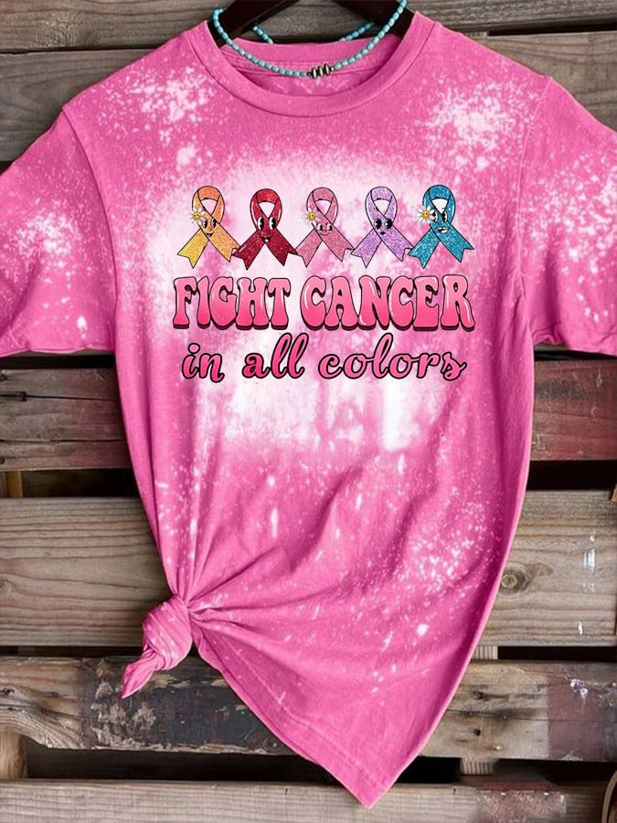 Women's Fight Cancer in All Colors Crewneck T-Shirt