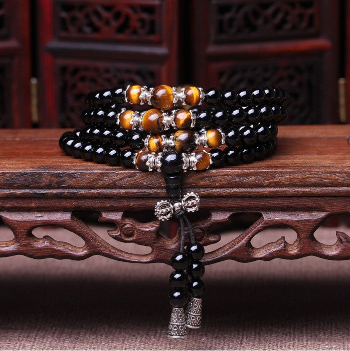 Women's Bracelet Mala beads obsidian prayer 108 for healing meditation