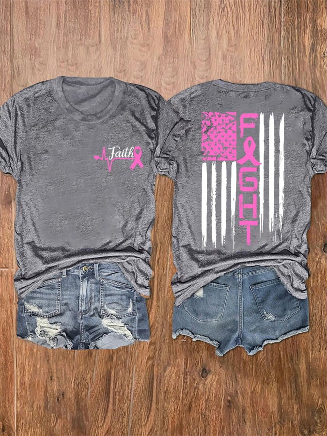Women's Faith For A Cure Breast Cancer Fighter Supporter Tee