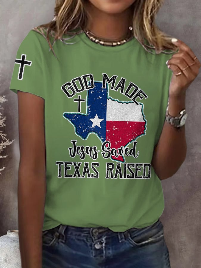🙏💔Join us in praying for Texas.🙏Retro Texas Strong God Made Jesus Saved Texas Print T-Shirt