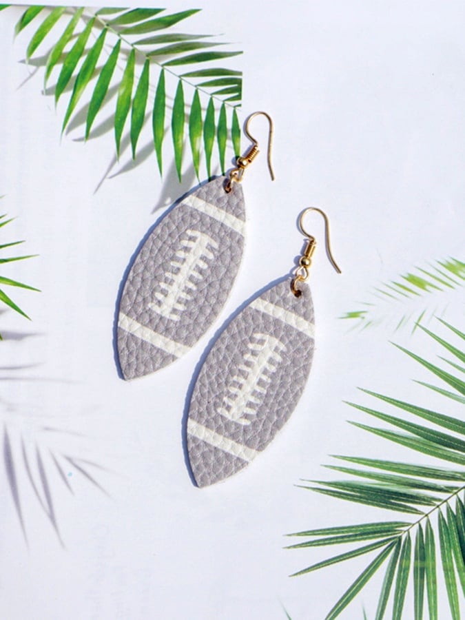 Women's PU Leather Pink Football Earrings