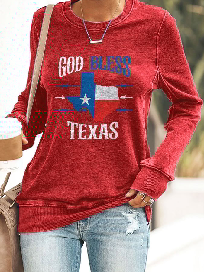 ๐๐Join us in praying for Texas.๐Retro Texas Strong God Bless Texas Print Sweatshirt