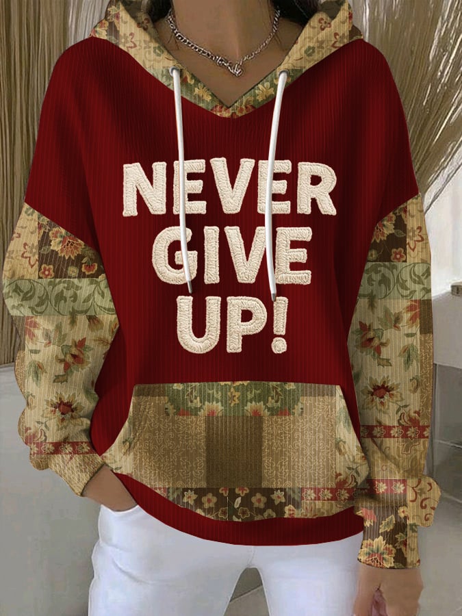 Women's Never Give Up Faith Print Sweatshirt