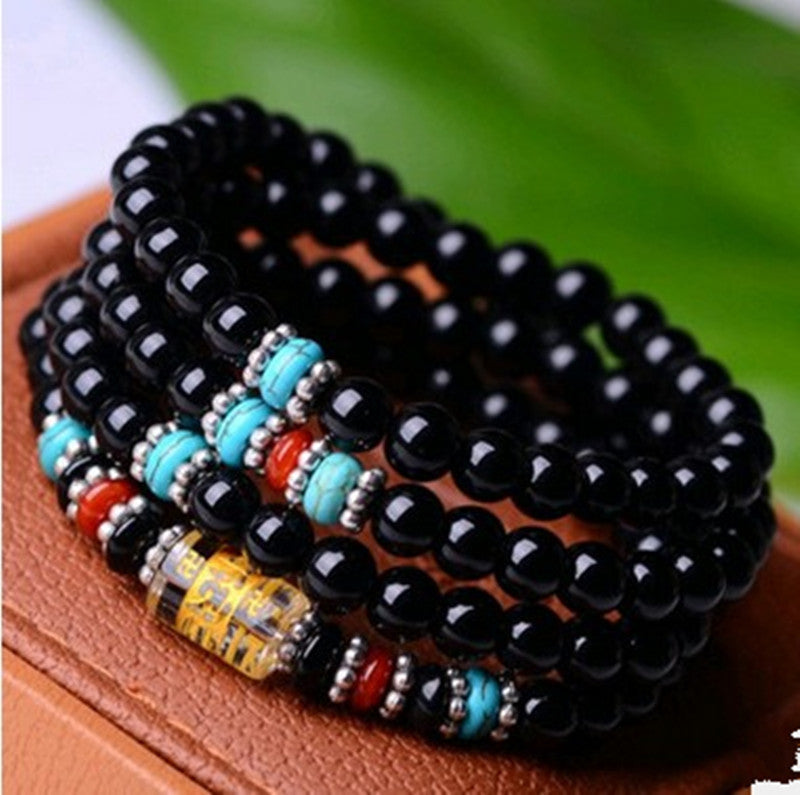 Women's Bracelet Mala beads obsidian prayer 108 for healing meditation