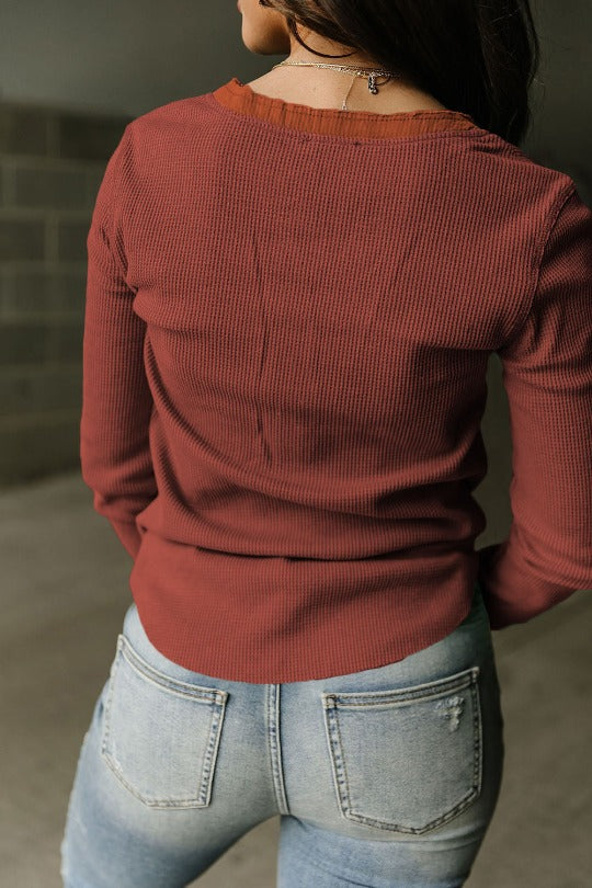 Waffle Knit Long Sleeve Shirt