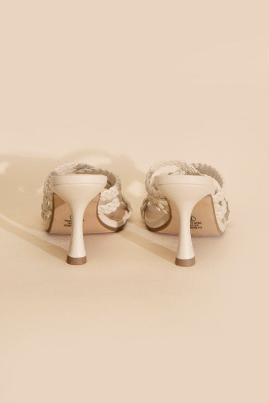 Lena Double Cross Braided Heels