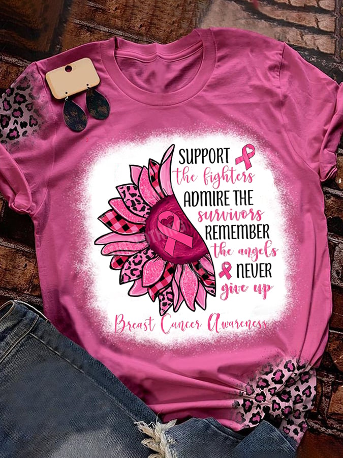 Women's Breast Cancer Casual V-Neck Short Sleeve T-Shirt