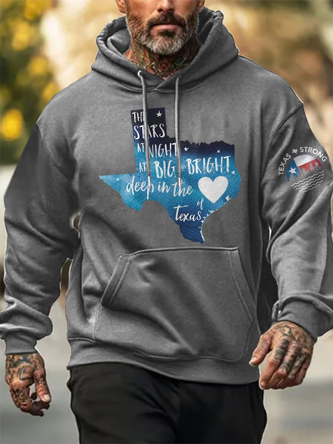 ๐๐Join us in praying for Texas.๐Men's Retro Texas Strong The Stars At Night Are Big And Bright Deep In The Heart Of Texas Print Hoodie