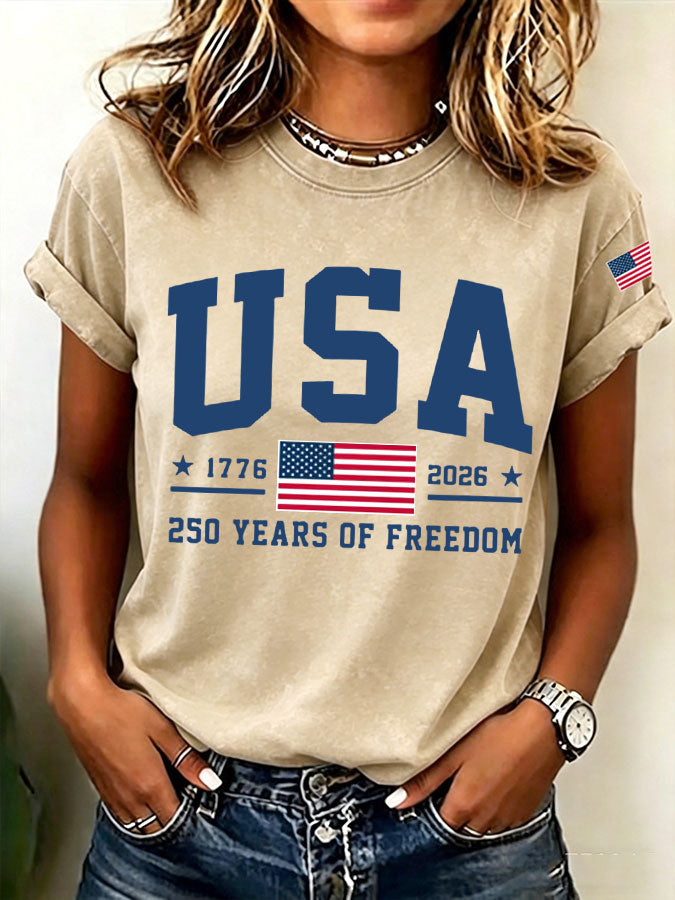 Women'S America Flag Printed Casual T-Shirt