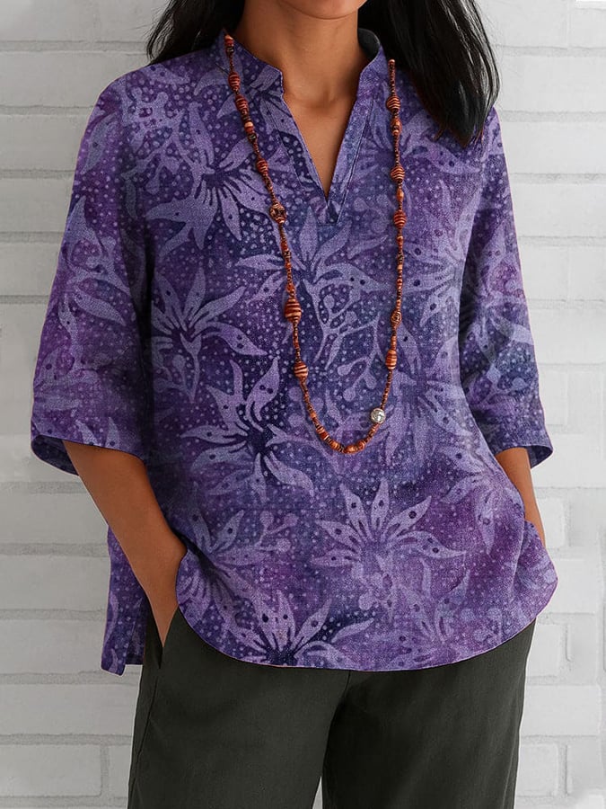 Women's Retro Alzheimer's Awareness Floral Art Printed Top