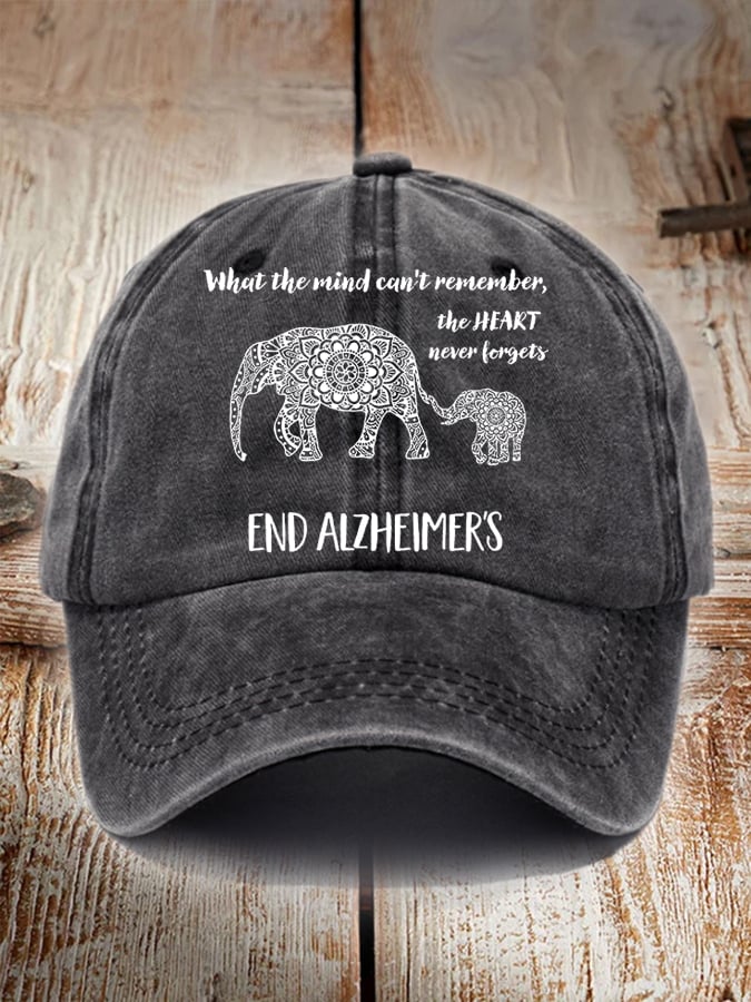 Unisex Distressed Washed Cotton Alzheimer's Disease Awareness Floral Print Hat