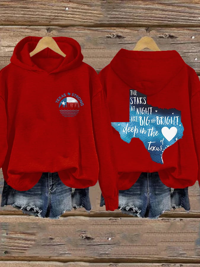 ๐๐Join us in praying for Texas.๐Retro Retro Texas Strong The Stars At Night Are Big And Bright Deep In The Heart Of Texas Print Hoodie