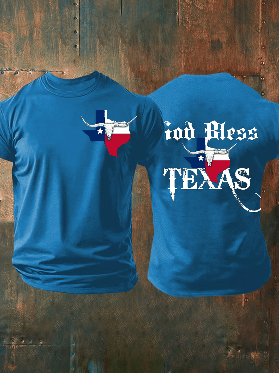 ๐๐Join us in praying for Texas.๐Men's God Bless Texas Strong Short-sleeved T-shirt