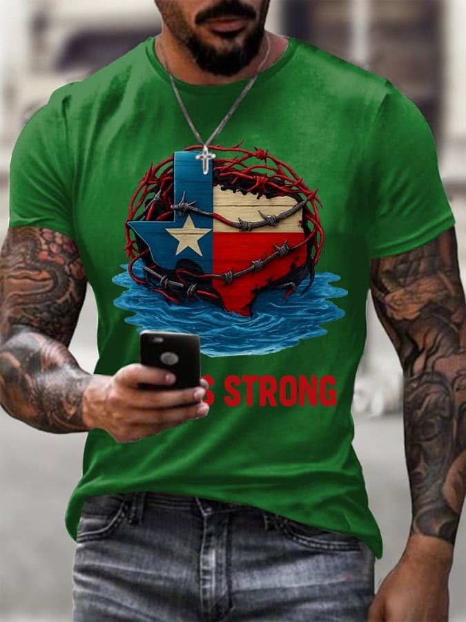 ๐๐Join us in praying for Texas.๐Men's Texas Strong Printed Round Neck T-Shirt