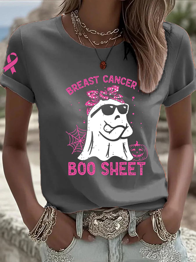 Women's CasualBreast Cancer is Boo Sheet T-Shirt