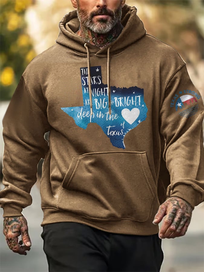 ๐๐Join us in praying for Texas.๐Men's Retro Texas Strong The Stars At Night Are Big And Bright Deep In The Heart Of Texas Print Hoodie