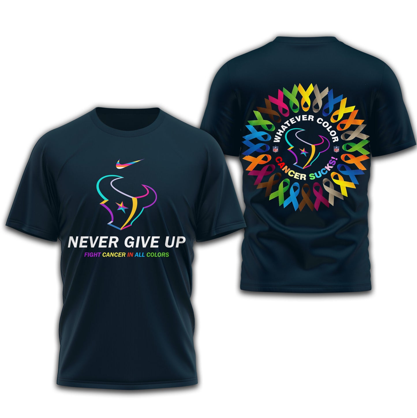 Houston Texans | Premium Fight Cancer In All Colors 3D Shirt TD
