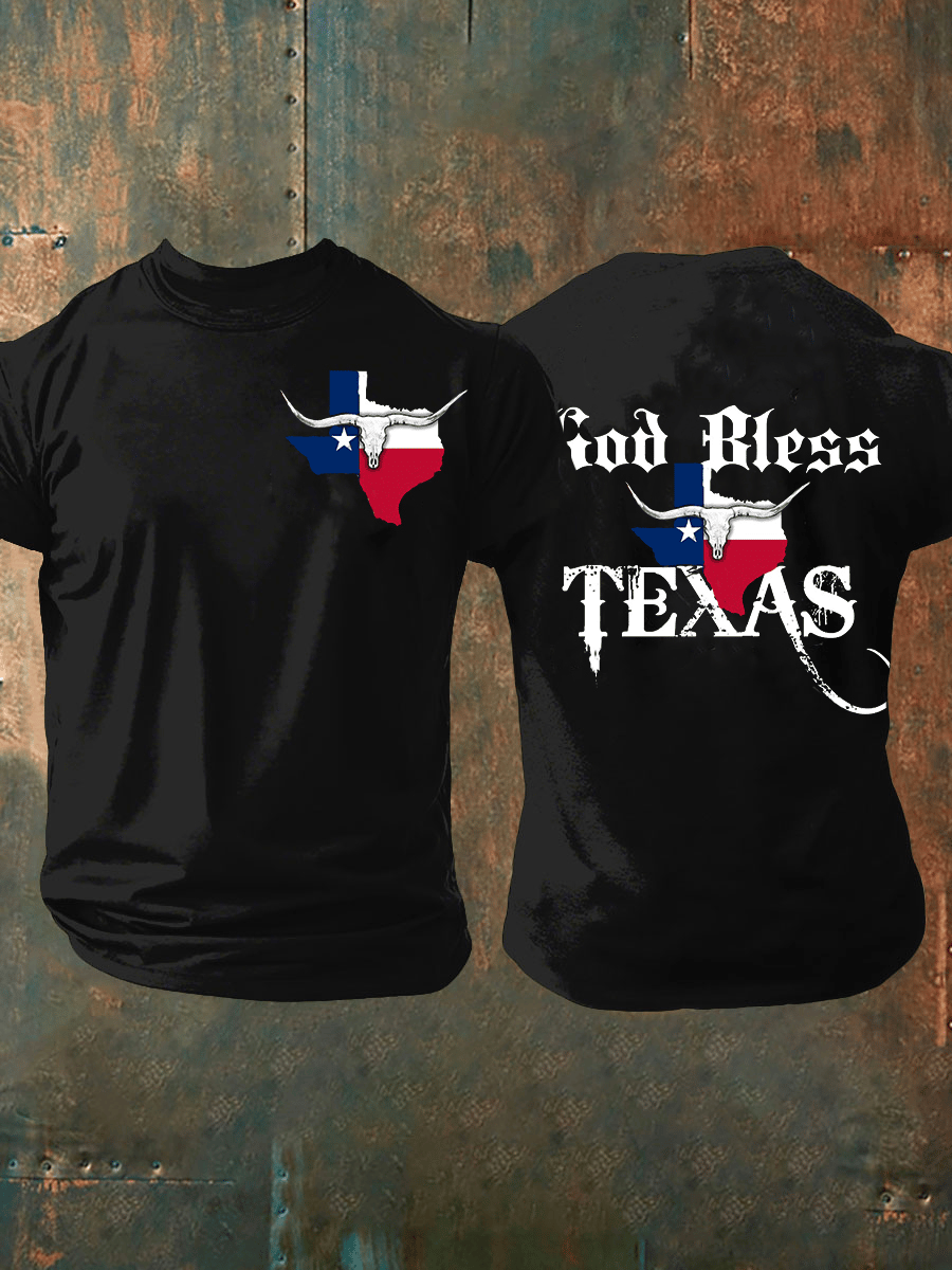 ๐๐Join us in praying for Texas.๐Men's God Bless Texas Strong Short-sleeved T-shirt