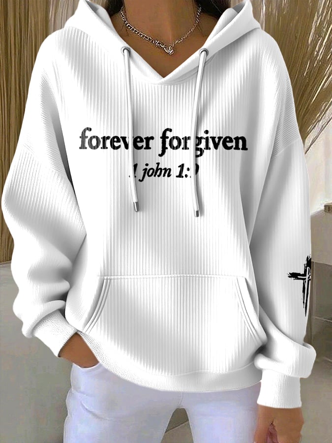 Women's Faith Print Casual Hoodie