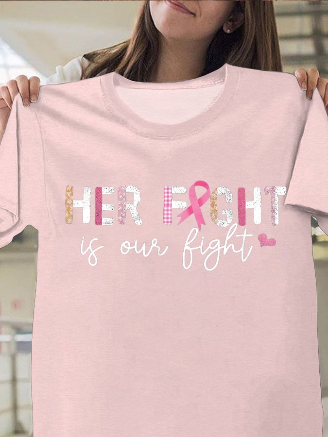 Women's Her Fight Is Our Fight Breast Cancer Awareness T-Shirt